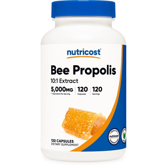 Nutricost Bee Propolis 10:1 Extract 5,000mg Equivalent, 120 Capsules - Gluten Free, Non-GMO, Vegetarian Dietary Supplement, from 500mg of 10:1 Extract