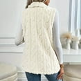 thumbnail image 7 of Fuzzy Coat Vest Womens Sleeveless Sherpa Fleece Long Jackets Lapel Collar Soft Open Front Vest with Pockets White, M, 7 of 7