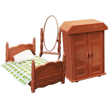 3 Pcs Children’s Toys Wooden Playset Bedroom Furniture Miniature Doll House Model