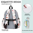 thumbnail image 5 of Cat and Heart White Pattern Backpack for School, Cute School Bag with Adjustable Shoulder Straps and Padded Back, 13.4"x11"x4.7", 5 of 5