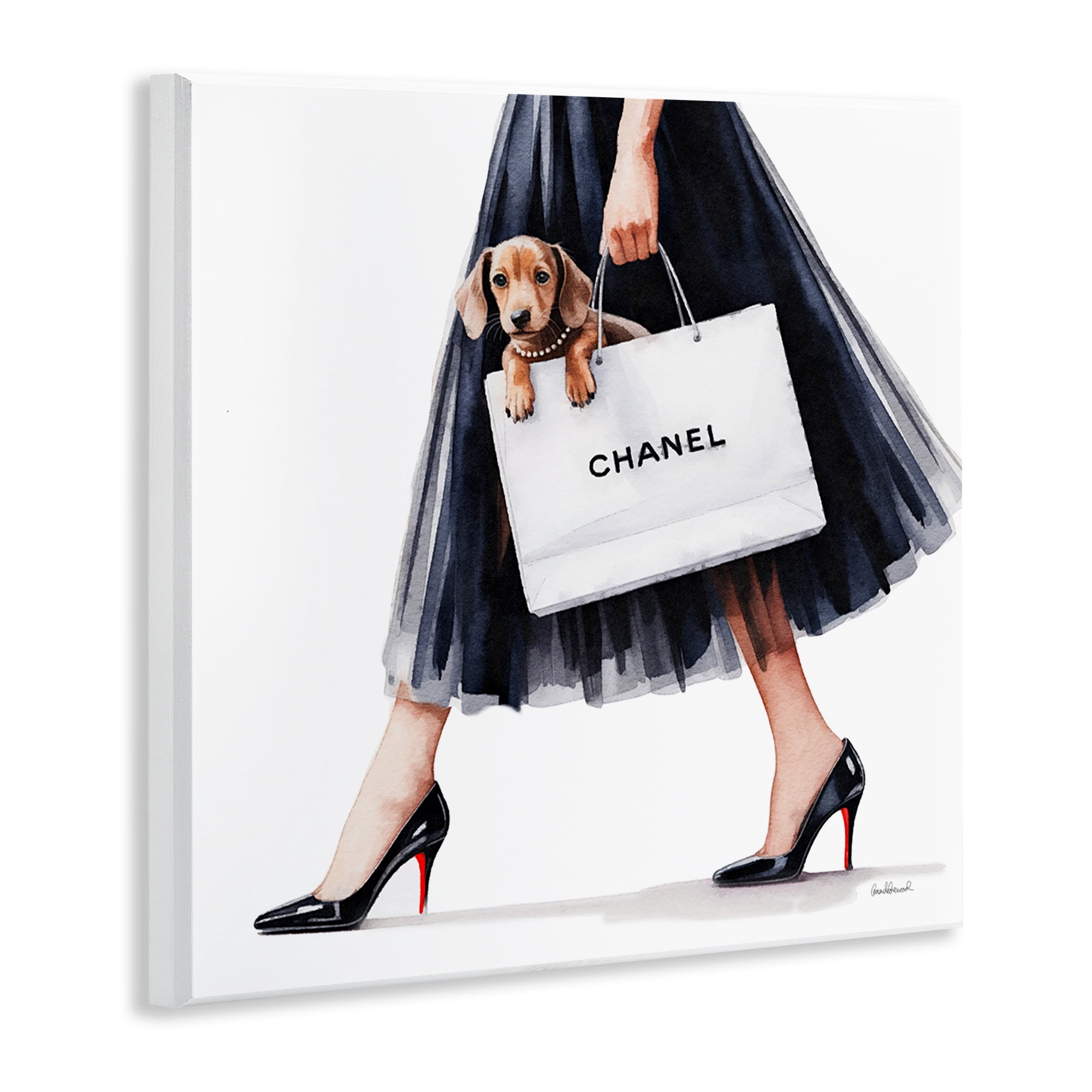 Stupell Industries Elegant Dog & Shopping Bag Wall Plaque Art, design by Amanda Greenwood