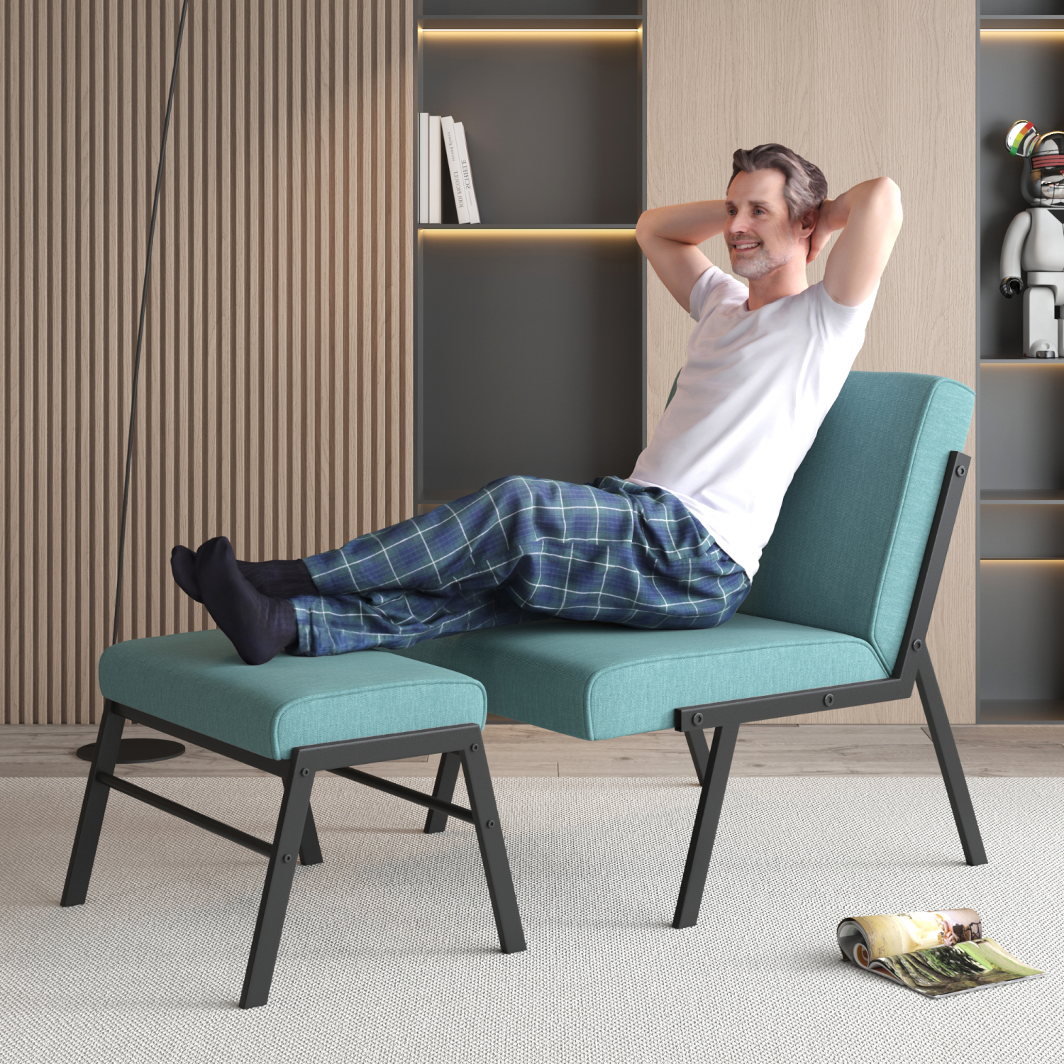 Holaki Accent Chair with Ottoman, Modern Upholstered Accent Chair