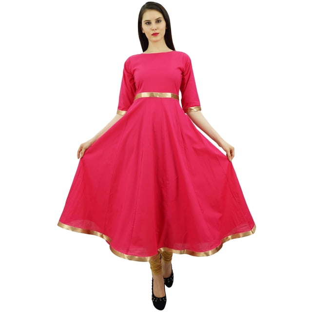 Bimba Kurti Anarkali pour Femmes avec Robe à Bordure Dorée Vêtements Indiens Kurta pour Dames