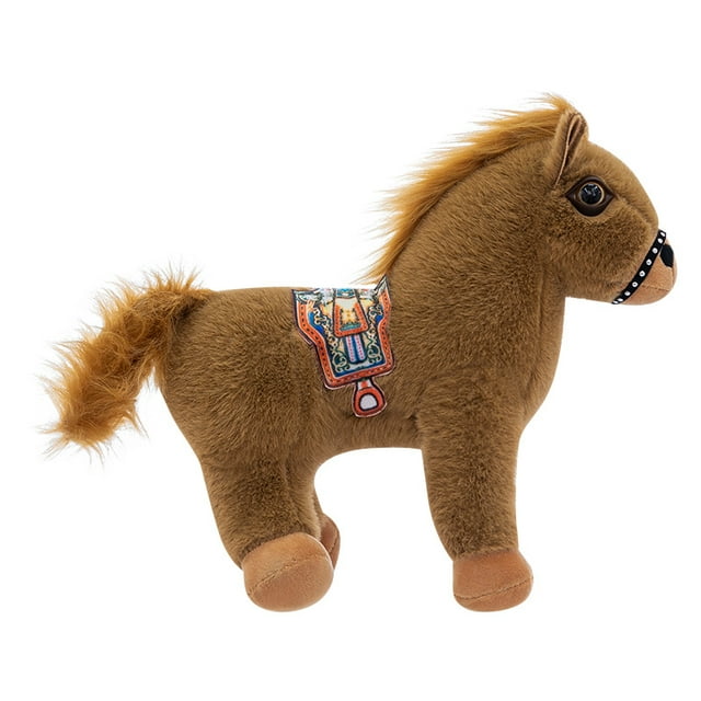 Muñeca de peluche con forma de poni realista con sillín decorativo de 30 cm