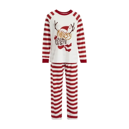 

Sunisery Parent-Child Xmas Pajamas Long Sleeve Round Neck Tops Striped Pants