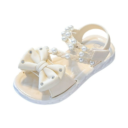 Gvdentm Toddler Girls Dress Shoes Open Front Bow Sequins Sandals for Girls Kids Princess Wedding Formal Ankle High Heel Shoes Kids Heels for Girls (11 Beige)