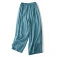 thumbnail image 4 of Inleife Womens Pants Wide Leg Clearance Women Solid Color Button Tied Loose And Versatile Casual Cropped Pants, 4 of 5