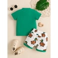 thumbnail image 4 of vera natura Little Boy Girl Summer Outfit, Duck Embroidery Short Sleeve Tops Elastic Waist Shorts Baby  2 Piece Set, 4 of 9
