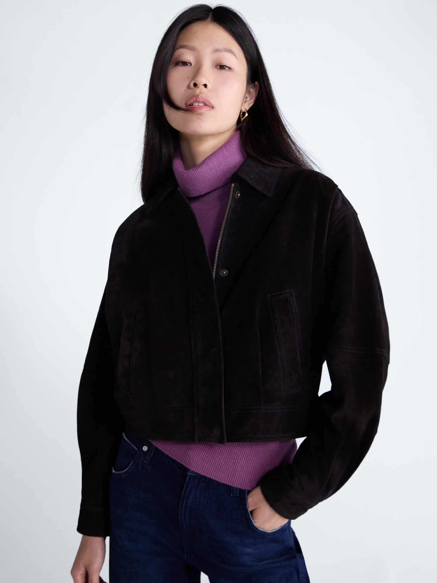 Scoop Women’s and Women’s Plus Cropped Suede Jacket, Sizes XS-4X