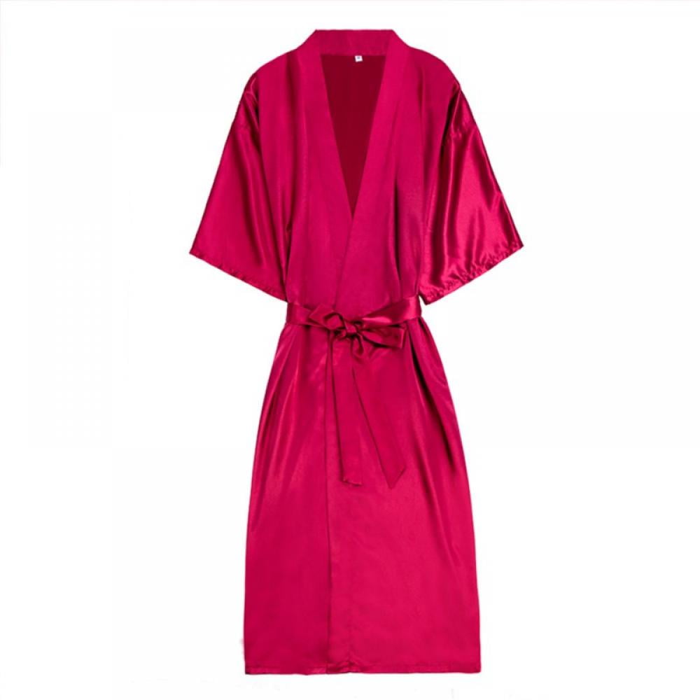 Pure Color Satin Bathrobe Silky Bride and Bridesmaid Robe for Women