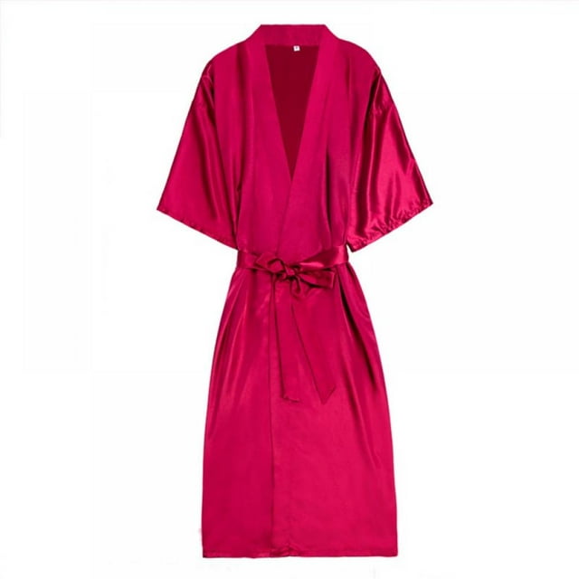 Pure Color Satin Bathrobe Silky Bride and Bridesmaid Robe for Women