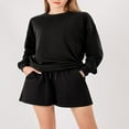 thumbnail image 2 of Ensemble Automne 2 Pcs pour Femmes Chandail en Molleton Col Rond et Shorts, 2 of 6