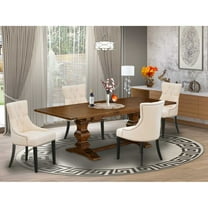 East West Furniture Table Top- Table Pedestal Parson Chairs, LAFR5-81-02