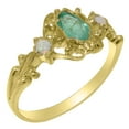 thumbnail image 1 of LBG British Made 14k Yellow Gold Natural Emerald & Opal Womens Promise Ring - 33 size options - Size 8.25, 1 of 8