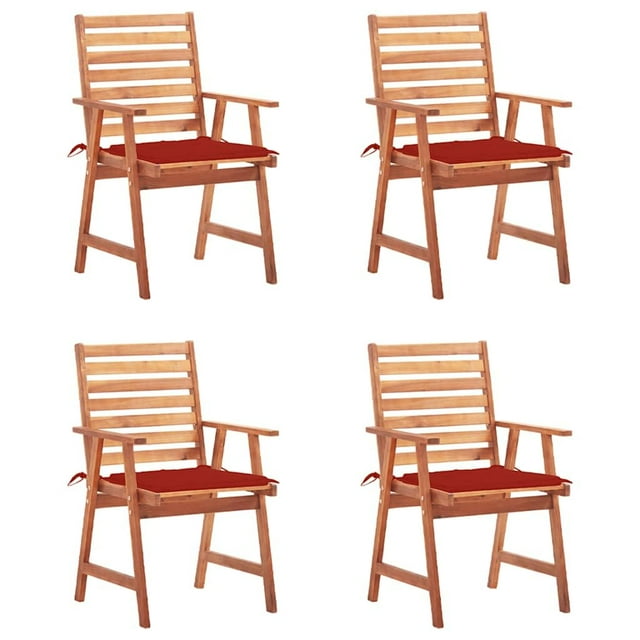 Sillas para Comedor de Patio Casafoyer 4 piezas en Madera Maciza de Acacia con Cojines