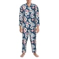 thumbnail image 3 of Honeii Flowers Pattern Mens Pajamas Set,2pcs Men's Lounge Long Sleeve Sleep Shirt and Pajama Bottoms Sleepwear Set,Mens Pjs Sets-Small, 3 of 7
