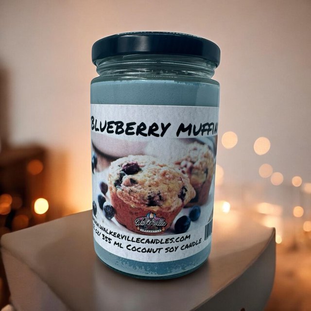 Blueberry Muffin Vegan Coconut Soy 12 oz/ 355 ml Candle Hand-poured, Eco-friendly, Clean Burning, Bakery, Food, Drink Wood Wick