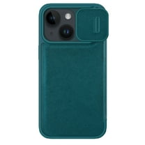 Wallet Case for iPhone 14 Plus with Camera Lens Sliding Cover Card Slots Holder, Premium PU Leather Shockproof Lens Protection Flip Folio Case for iPhone 14 Plus,Green