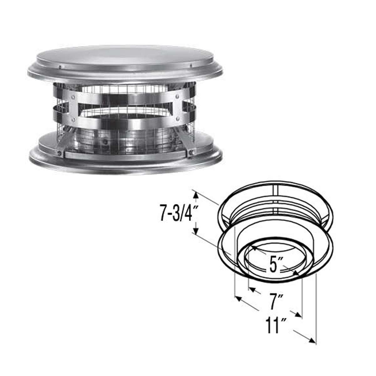 Duravent 5Dt-Vc 5" Inner Diameter - Stainless Steel