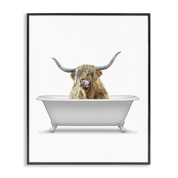 Stupell Industries Eclectic Traditional Longhorn in Bath Black Framed Giclee Art, 11 x 14, by Annalisa Latella