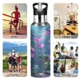 thumbnail image 5 of 600ml Vacuum Insulated Sports Water Bottle with Foldable Straw Stainless Steel Portable Thermos Cup Orchid Forest Scene, 5 of 7