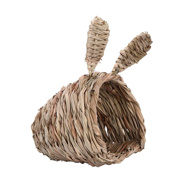 Cama De Animales Trenzados Jaula De Animales Lindos Forma De Cabeza De Conejo Chinchilla Hámster Erizo Hierba Casa Cálida Nido matsuzay PT001338-00