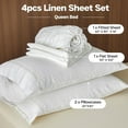 thumbnail image 4 of Simple&Opulence 100% Washed Linen Sheet Set-Natural French Flax Bed Sheet-4 Pcs Breathable,Ultra Soft,Farmhouse Bedding (1 Flat Sheet,1 Fitted Sheet,2 Pillowcases) with Lace Hemstitch-White, King, 4 of 6