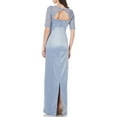 thumbnail image 3 of JS Collections Womens Satin Lace Sleeves Evening Dress Blue 10, 3 of 4