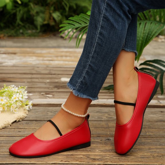 Willtoo Women's Ballet Flats Mary Jane Shoes, Round Toe Comfortable Dressy Casual Flats Slip-on Work Daily Soft Shoes