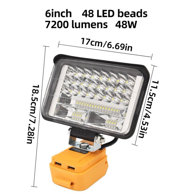 Lefu Lampe de Travail Rechargeable à LED pour Batterie 20V avec Deux Ports de Charge USB