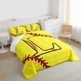 thumbnail image 3 of Homewish Cartoon Monogrammed L Bedding Comforter Set, Yellow Red Baseball Twin Comforter Sets, Teens Kids Boys Girls Reversible Bedding Set, Microfiber Bedroom Decor, 2 Pieces, 3 of 8