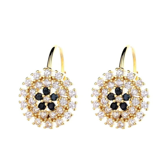 Amy and Annette 14K Gold Flower Huggie Earrings with crystals from Swarovski, Gold-Plated
