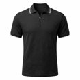 thumbnail image 3 of CAIVO Polo Shirts For Men Summer Casual Zip Shirts Short Sleeve Textured Knit Tops Slim Fit Lapel Solid Color Classic Fit Golf For Vacation , XXL, 3 of 5