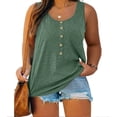 thumbnail image 4 of Blmnix Tank Tops Women Raglan Plus Size Cotton Tank Top Green Tank Top Sleeveless Crew Neck Vest Tops for Women, 4 of 5