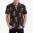 thumbnail image 1 of Balery Skeleton with Roses Camisa Polo de Hombre con Estampado, de Manga Corta y Tejido Medio, Camisa Tipo Golf Polo-3X-Large, 1 of 6