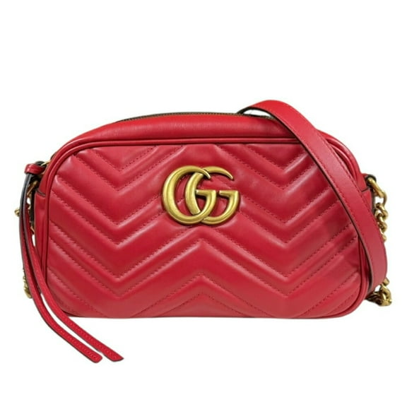 Pre-Owned Gucci GG Marmont Shoulder Bag Leather 447632 Red Women's GUCCI (Good)