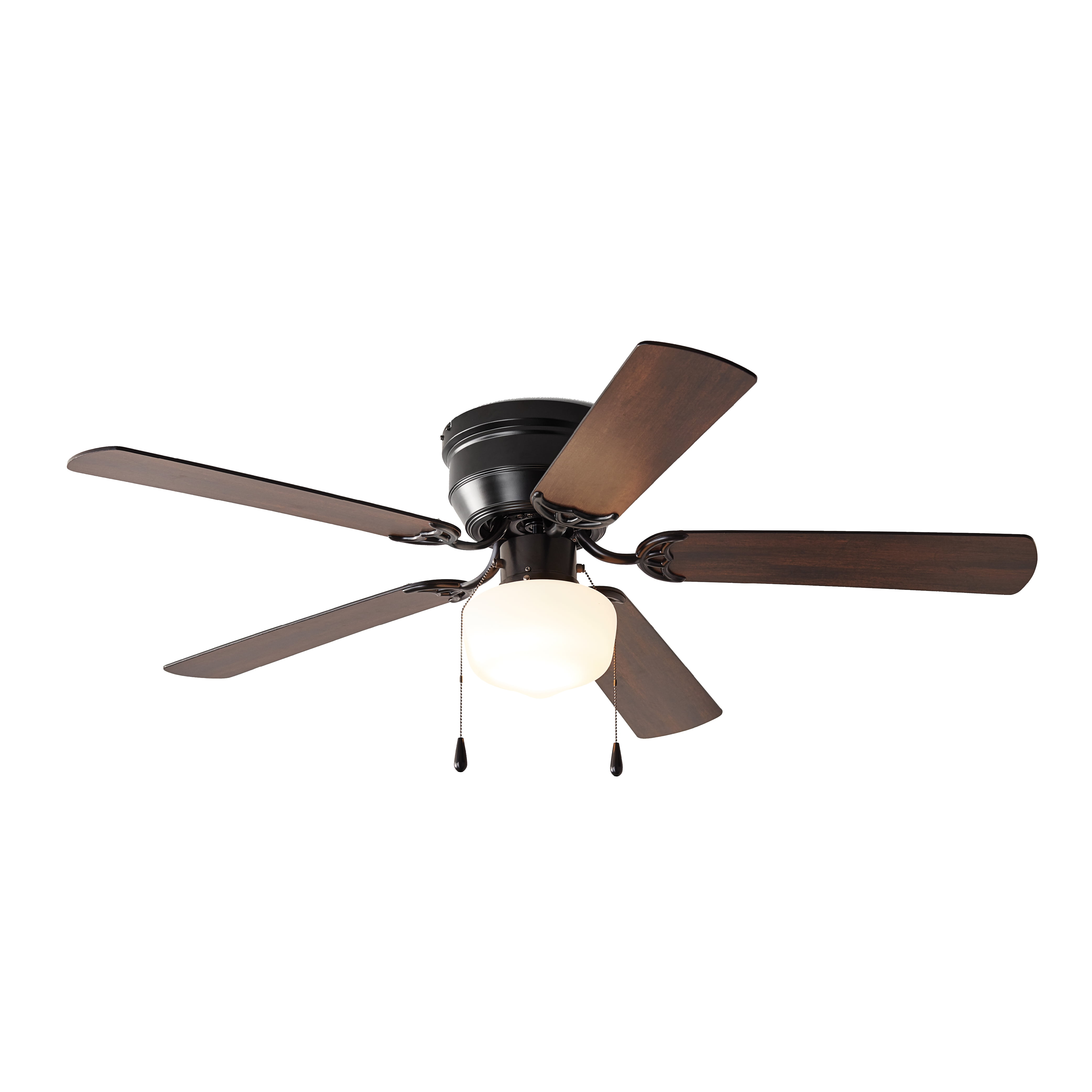 (4 pack) Mainstays 52 inch Hugger Indoor Ceiling Fan with Light Kit, Black, 5 Blades,, Reverse Airflow