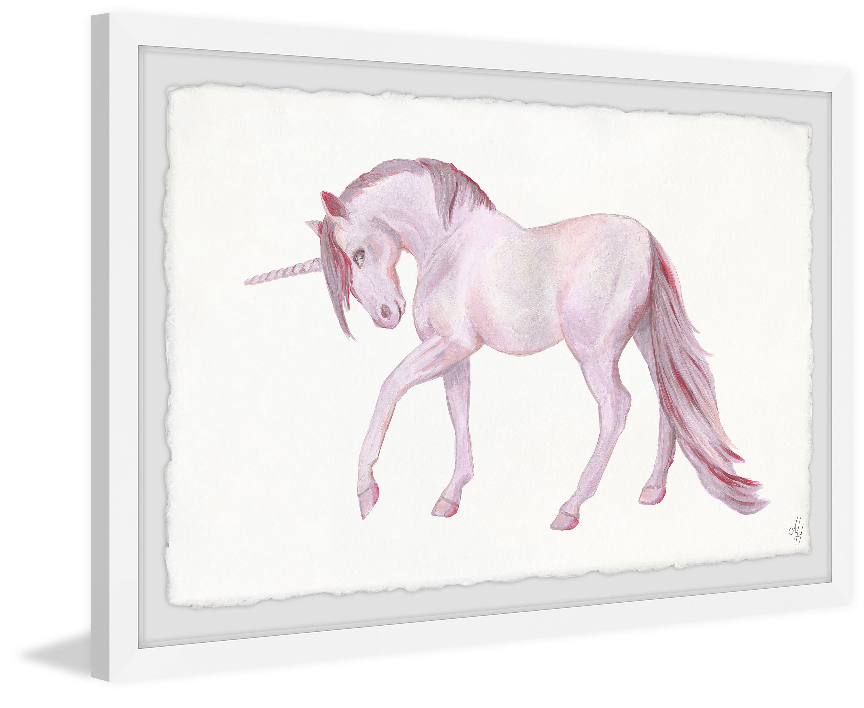Marmont Hill Pink Majestic Unicorn Framed Wall Art, 36.00" x 1.50"