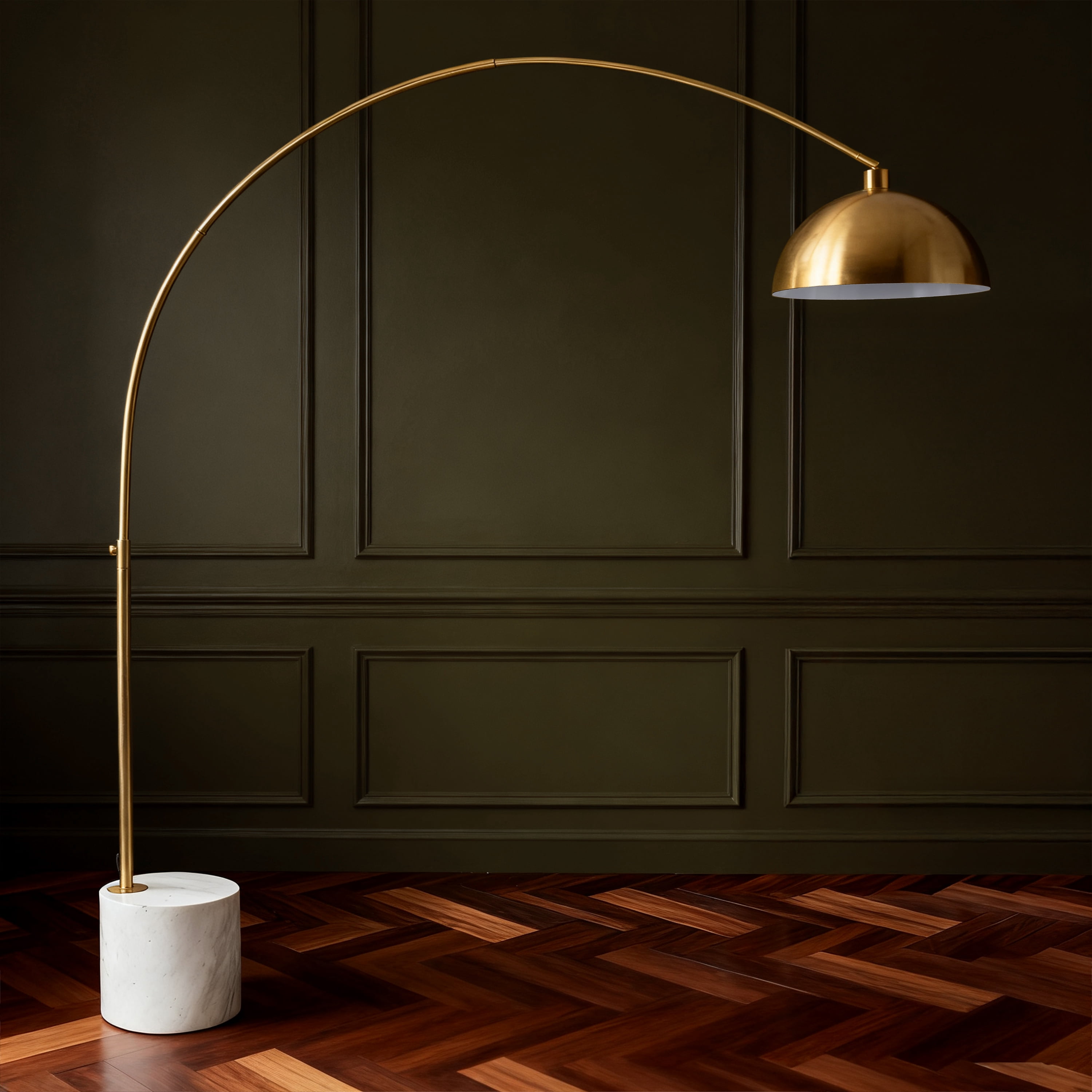 Safavieh Couture Rosabellina 80" Electroplating Gold and White Marble Base Floor Lamp