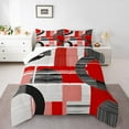 thumbnail image 2 of Erosebridal Minimalism Abstract Bedding Full Comforter Set, Red Down Comforter, Square Geometry Decor, Reversible 3pcs, 2 of 8