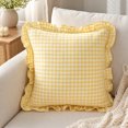 thumbnail image 2 of Yellow Checkered Pillow Cover, Ruffled Frill Decorative Cushion Case for Sofa, Bed, Chair, Bedroom, Living Room and Cottage Home Decor, 2 of 7