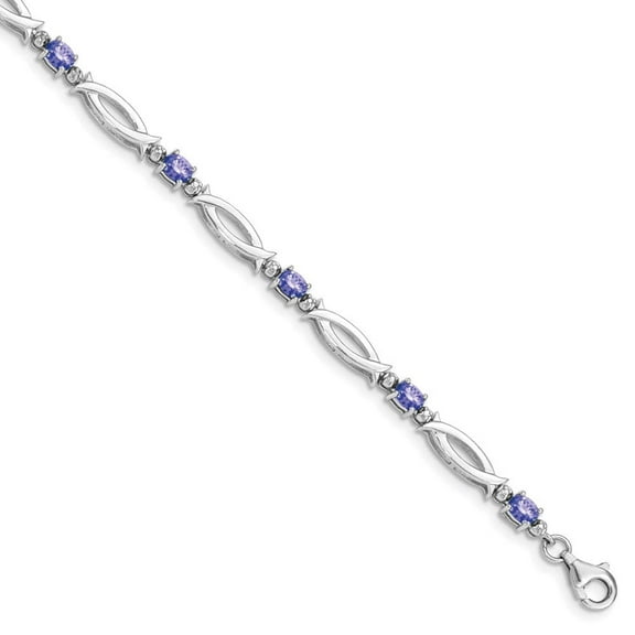 Primal Silver Sterling Silver Rhodium-plated Tanzanite and Diamond Bracelet