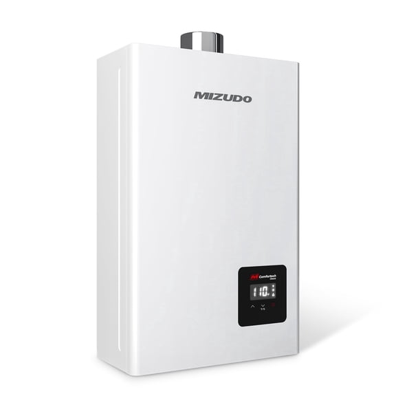 Mizudo Natural Gas Tankless Water Heater 80,000 BTU, 12L up to 3.6 GPM Instant Hot Water Heater NG, Indoor Installation, CSA Certified, White