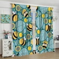 thumbnail image 4 of Bee Curtain Cartoon Cute Bees Green Leaves Pattern for Kids Room Decoration Blackout Print Rod Pocket Window Drapes for Bedroom Living Room 52x84in, 4 of 6