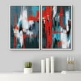 thumbnail image 5 of PixonSign Framed Canvas Print Wall Art Set Red Industrial Brushstrokes Geometric Shapes Illustrations Modern Art Contemporary Colorful Ultra for Living Room, Bedroom, Office - 24"x36"x2 WHITE, 5 of 5
