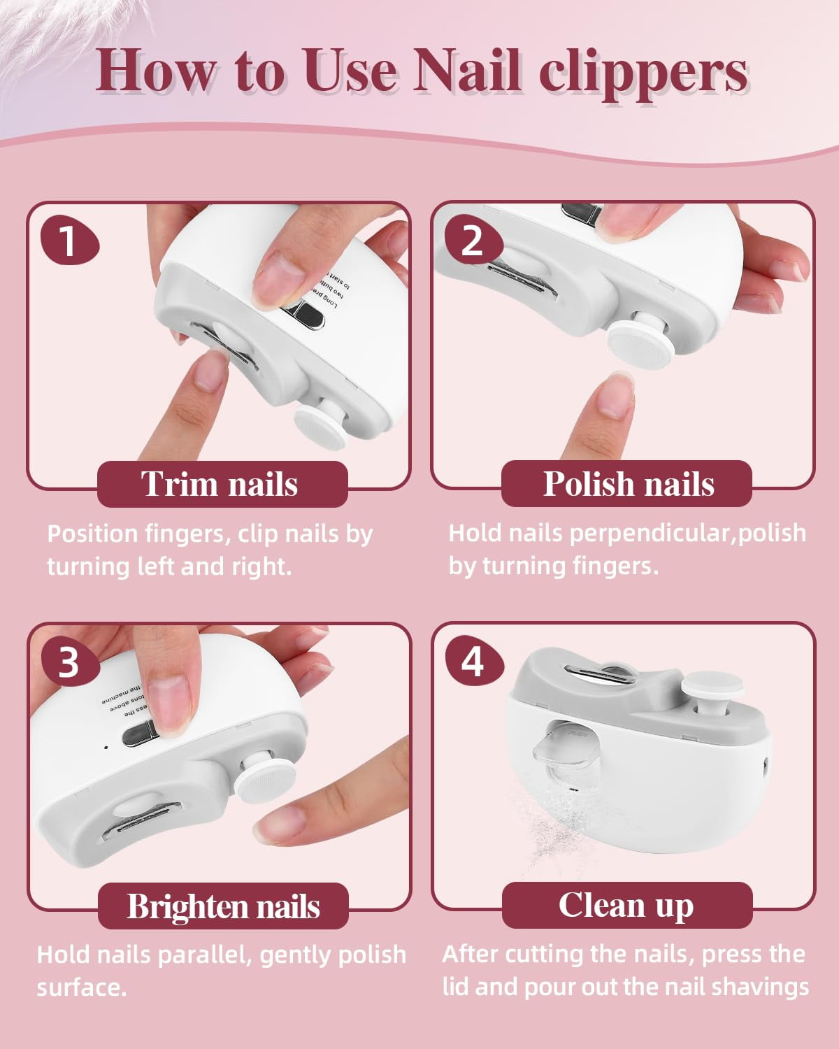 2025 Upgraded Electric Nail Clipper, Electric Nail File, 2 Speeds Automatic Nail Trimmer with LED Light & Clip Storage - USB Rechargeable for Baby, Kids, Adults, Seniors