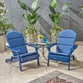 thumbnail image 2 of GDF Studio Cartagena Outdoor Acacia Wood Folding Adirondack Chairs with Cushions, Set of 2, Navy Blue, 2 of 16