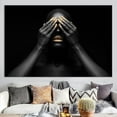 thumbnail image 2 of Black Woman Wall Decor, Contemporary Poster, Gold Woman Art, Abstract Canvas, African Gold Make Up Printed, Luxury Wall Decor, Canvas Wall Decor - 3P-Gallery Wrapped, 2 of 9