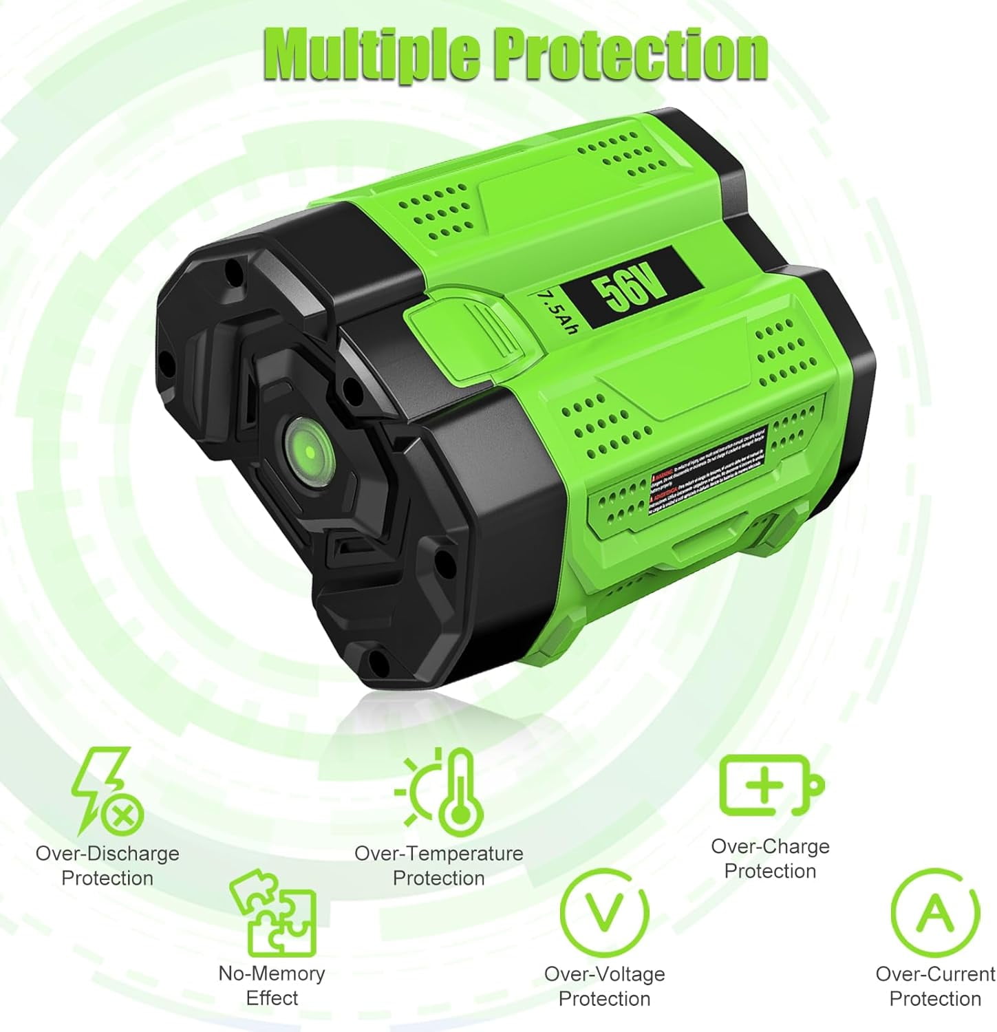 2Packs 7.5Ah Replacement for EGO Battery BA2800 BA2800T BA4200T BA4200 BA1400T BA1400 Compatible with EGO 56V Battery Power Cordless Tools with LED Indicator