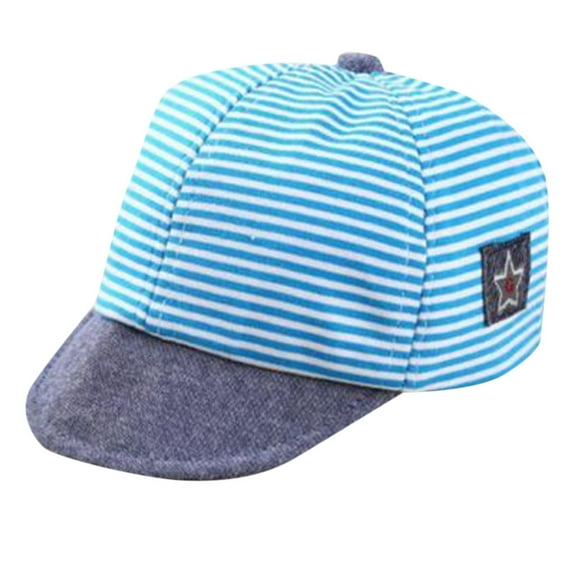 Zwiiyzr 2024 Baby Infant Boys Girls Baseball Caps Sun Hat Cute Striped Letter Soft Eaves Cap Sun Beret Hat Sky Blue